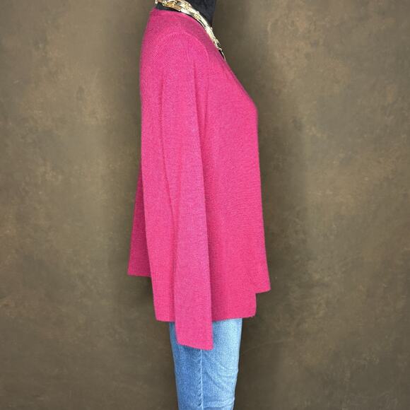 Eileen Fisher Cardigan Sweater Womens Small Open Front 100% Wool Pink Layer - Picture 2 of 7
